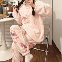 Conjunto De Pijamas De Veludo Hello Kitty Kuromi My Melody Pochacco Para O Natal, Roupa De Casa