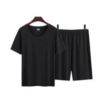 Conjunto De Pijamas De Verão Em Modal De Seda Gelada Para Homens Tamanho Grande, Pijamas De Duas Conjunto De Pijamas De Verão Em Modal De Seda Gelada Para Homens Tamanho Grande, Pijamas De Duas