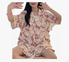 Conjunto de pijamas de verão Hello Kitty Cat para meninas