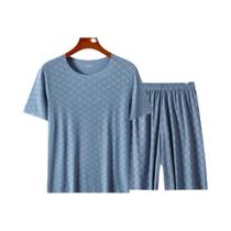 Conjunto De Pijamas De Verão Masculino Em Seda Gelada, Camiseta De Manga Curta E Calças De Modal,