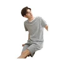 Conjunto De Pijamas De Verão Para Homens Adolescentes Com Camiseta De Manga Curta E Calças Curtas