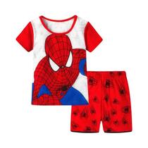 Conjunto De Pijamas De Verão Para Meninos Com Estampa De Desenho Animado, Roupa De Casa De Manga