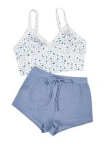 Conjunto de pijamas e shorts femininos de verão SweatyRocks Conjunto de pijamas e shorts femininos de verão SweatyRocks