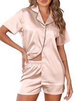 Conjunto de pijamas Ekouaer Silk Satin para mulheres, pijamas de manga curta Conjunto de pijamas Ekouaer Silk Satin para mulheres, pijamas de manga curta