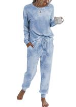 Conjunto de pijamas feminino PRETTYGARDEN Tie Dye de manga comprida cinza