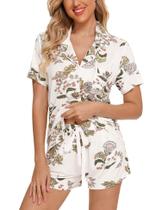 Conjunto de pijamas femininos Anjue Bride, manga curta, macios Conjunto de pijamas femininos Anjue Bride, manga curta, macios