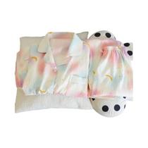 Conjunto De Pijamas Femininos Com Estampa De Cerejas Moda Coreana Outono Calças De Algodão Falso