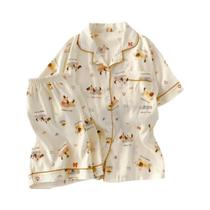 Conjunto De Pijamas Femininos Com Estampa De Pinguim Listrado, Estilo Francês Kawaii, Confortáveis