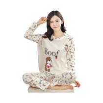 Conjunto De Pijamas Femininos De Manga Longa Com Estampa De Urso, Confortável E Casual Para Outono E