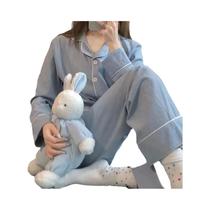 Conjunto De Pijamas Femininos De Manga Longa Em Cor Sólida Para Outono E Inverno, Roupa De Dormir Conjunto De Pijamas Femininos De Manga Longa Em Cor Sólida Para Outono E Inverno, Roupa De Dormir