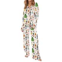 Conjunto de pijamas femininos Juakoso com estampa de Natal, seda, cetim, Y2k
