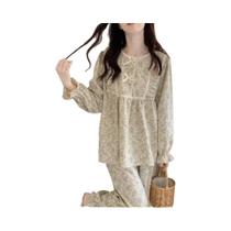 Conjunto De Pijamas Femininos plus Size De Manga Longa Estilo Jardim Moda Coreana Dois Peças Com Conjunto De Pijamas Femininos plus Size De Manga Longa Estilo Jardim Moda Coreana Dois Peças Com