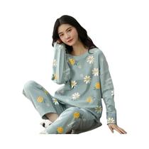 Conjunto De Pijamas Femininos plus Size De Manga Longa Para Primavera E Outono, Roupa De Casa Para