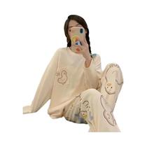 Conjunto De Pijamas Femininos plus Size Para Primavera E Outono, Manga Longa, Estampa De Desenho Conjunto De Pijamas Femininos plus Size Para Primavera E Outono, Manga Longa, Estampa De Desenho