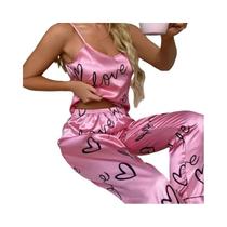 Conjunto De Pijamas Femininos Sexy Com Estampa De Letras, Camiseta Com Calças, Roupa De Dormir, Conjunto De Pijamas Femininos Sexy Com Estampa De Letras, Camiseta Com Calças, Roupa De Dormir,