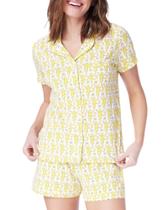 Conjunto de pijamas femininos Zelbuck, 2 peças, Button Down Monkey Bunny