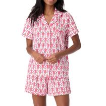 Conjunto de pijamas femininos Zelbuck Button Down Monkey Bunny Pink Conjunto de pijamas femininos Zelbuck Button Down Monkey Bunny Pink