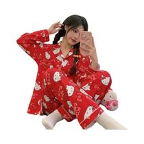 Conjunto De Pijamas Hello Kitty Kawaii Sanrio Para Meninas, Roupa De Dormir Longa E Solta, Presente