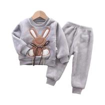 Conjunto De Pijamas Infantis De Outono E Inverno, Pijamas Grossos De Flanela Quente Com Desenho De