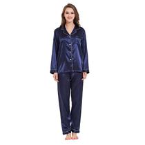 Conjunto de pijamas Ladieshow Silk Satin de manga comprida para mulheres Conjunto de pijamas Ladieshow Silk Satin de manga comprida para mulheres