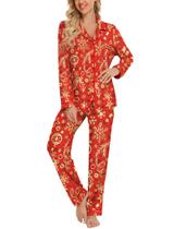 Conjunto de pijamas Leikar Christmas de manga comprida, macio e confortável Conjunto de pijamas Leikar Christmas de manga comprida, macio e confortável