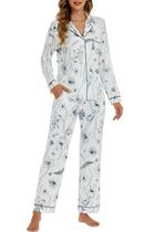 Conjunto de pijamas LUBOT feminino de viscose de bambu, 2 peças, Jouy Flower Conjunto de pijamas LUBOT feminino de viscose de bambu, 2 peças, Jouy Flower