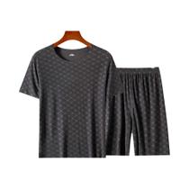 Conjunto De Pijamas Masculinos De Verão Em Seda Gelada, Camiseta De Manga Curta E Calças De Modal, Conjunto De Pijamas Masculinos De Verão Em Seda Gelada, Camiseta De Manga Curta E Calças De Modal,
