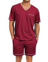Conjunto de pijamas masculinos Marvmys de manga curta vermelho vinho 3GG Conjunto de pijamas masculinos Marvmys de manga curta vermelho vinho 3GG