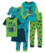 Conjunto de pijamas Minecraft Boys, 6 peças de algodão confortável, 8 peças, EUA