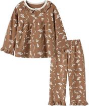Conjunto de pijamas Mud Kingdom Little Girls Caramel Brown Tamanho 6
