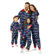 Conjunto de Pijamas Natalinos PATPAT - Família Combinando (Azul Masculino)
