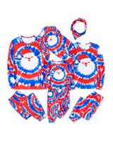 Conjunto de Pijamas Natalinos PATPAT - Família Combinando - Estampa Tie Dye Vermelho