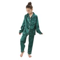 Conjunto De Pijamas Para Crianças E Adolescentes, Meninas E Meninos, Roupas De Dormir Em Seda Satin,