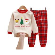 Conjunto De Pijamas Para Meninas Para a Noite De Réveillon, Design De Cartoon Unissex, Manga Longa E