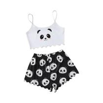 Conjunto De Pijamas Sem Mangas Com Estampa De Vaca Para Mulheres, 2 Peças, Roupas Casuais Para Conjunto De Pijamas Sem Mangas Com Estampa De Vaca Para Mulheres, 2 Peças, Roupas Casuais Para