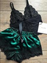 Conjunto De Pijamas Sexy De Renda E Seda Para Mulheres, Top Cropped E Shorts, Roupas De Dormir Em 2