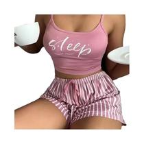 Conjunto de Pijamas Sexy Feminino de Algodão - Sem Mangas, Confortável e Macio