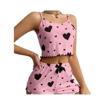 Conjunto De Pijamas Sexy Para Mulheres Com Estampa, 2 Peças, Camisola, Top E Shorts, Roupas De Conjunto De Pijamas Sexy Para Mulheres Com Estampa, 2 Peças, Camisola, Top E Shorts, Roupas De