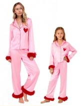 Conjunto de pijamas Seyurigaoka Mommy and Me Valentines Satin Silk Conjunto de pijamas Seyurigaoka Mommy and Me Valentines Satin Silk