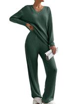 Conjunto de pijamas SHEWIN Mist Green com decote em V para mulheres tamanho GG