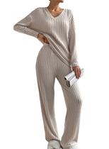Conjunto de pijamas SHEWIN para mulheres e pijamas Knit Lounge com decote em V