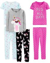 Conjunto de pijamas Simple Joys by Carter's Girls 4T, 6 peças de algodão
