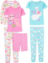 Conjunto de pijamas Simple Joys by Carter's Girls, 6 peças, azul, 4 anos
