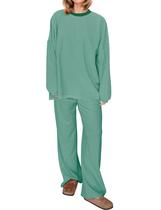 Conjunto de pijamas somzop feminino listrado verde escuro Conjunto de pijamas somzop feminino listrado verde escuro