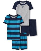 Conjunto de pijamas The Children's Place Boys 100% algodão, 4 peças, pacote com 2 Conjunto de pijamas The Children's Place Boys 100% algodão, 4 peças, pacote com 2