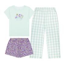 Conjunto de pijamas US Angels, 3 peças, roupa de dormir macia para meninas