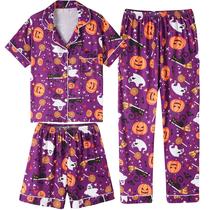 Conjunto de pijamas Vopmocld Girls, 3 peças com botões, manga curta, 16 anos Conjunto de pijamas Vopmocld Girls, 3 peças com botões, manga curta, 16 anos