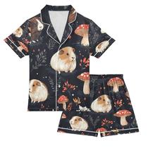 Conjunto de pijamas Vozoza Cobaias, cogumelos, seda, manga curta 9-10Y Conjunto de pijamas Vozoza Cobaias, cogumelos, seda, manga curta 9-10Y