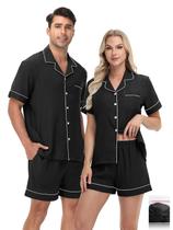 Conjunto de pijamas YOPUGEE para pós-parto feminino com bolsos, preto, GG Conjunto de pijamas YOPUGEE para pós-parto feminino com bolsos, preto, GG