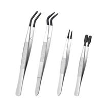 Conjunto De Pinças Com Ponta Curva Plana Revestidas De Borracha Não Abrasiva Para Cílios 1 a 4 Peças Conjunto De Pinças Com Ponta Curva Plana Revestidas De Borracha Não Abrasiva Para Cílios 1 a 4 Peças
